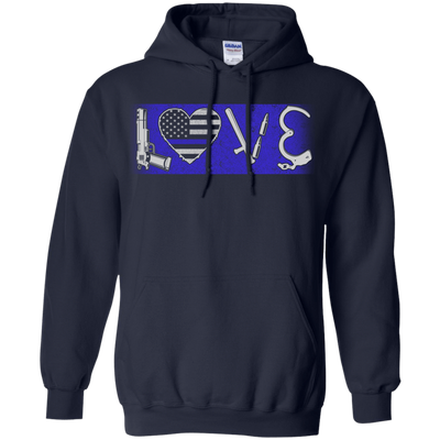 LOVE Thin Blue Line Police Officer-T-Shirt & Hoodie-Pullover Hoodie-Navy