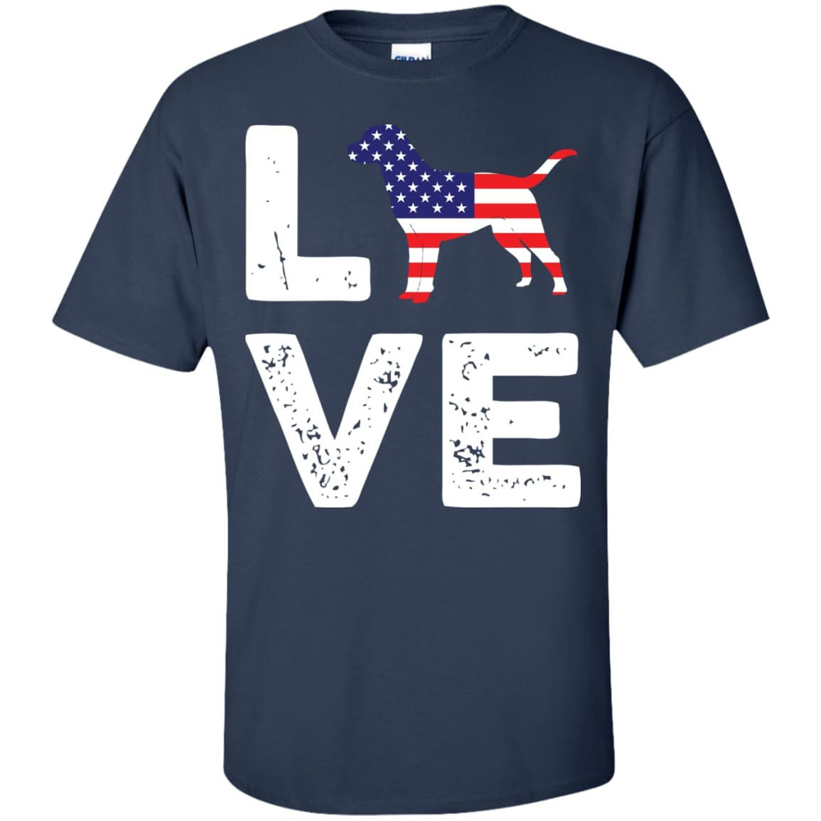 American Flag Dog Labrador Love-T-Shirt & Hoodie-Classic T-Shirt-Navy