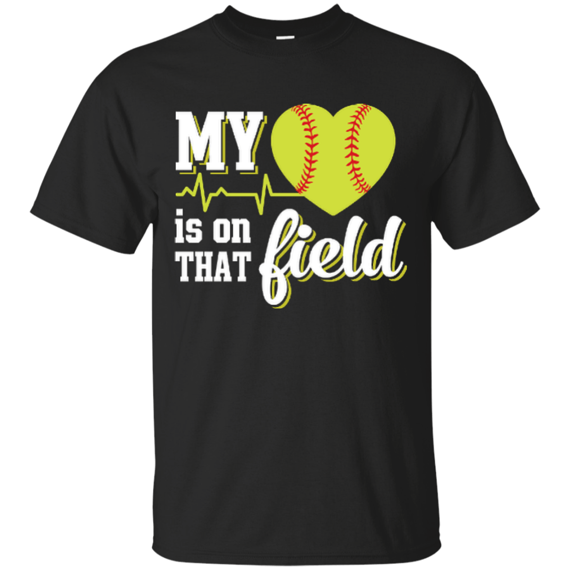 My Heart Is On That Field Softball-T-Shirt & Hoodie-Classic T-Shirt-Black