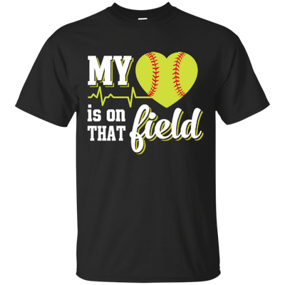My Heart Is On That Field Softball-T-Shirt & Hoodie-Classic T-Shirt-Black