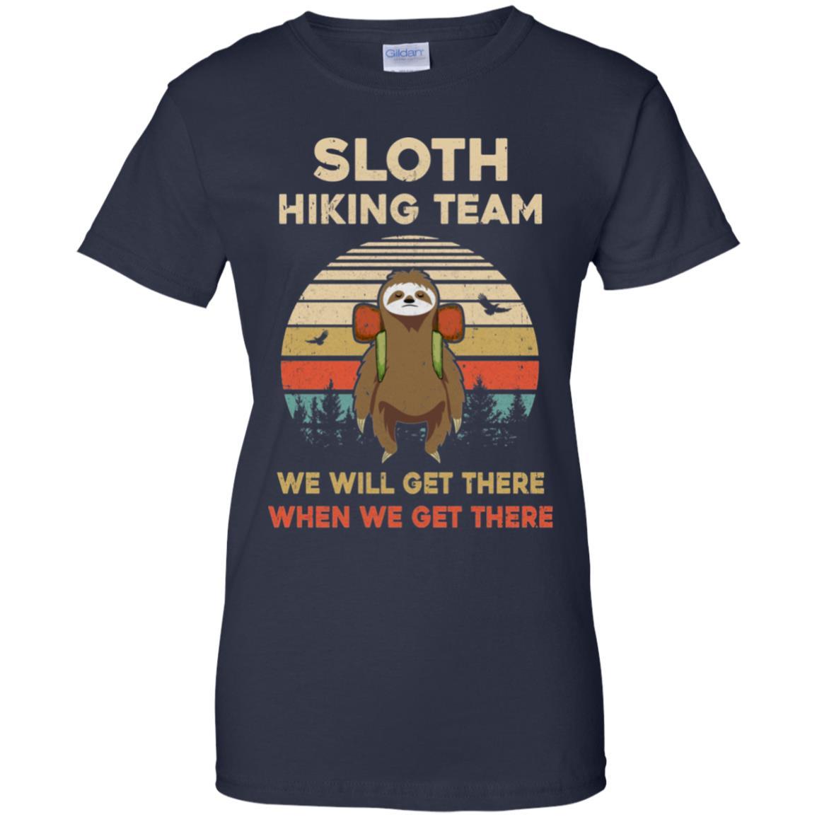 Vintage Funny Sloth Hiking Team We Will Get There-T-Shirt & Hoodie-Women's T-Shirt-Navy