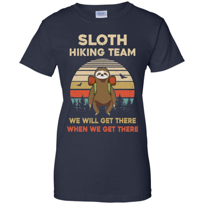 Vintage Funny Sloth Hiking Team We Will Get There-T-Shirt & Hoodie-Women's T-Shirt-Navy