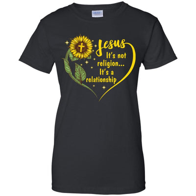 Sunflower Jesus It's Not A Religion It's A Relationship-T-Shirt & Hoodie-Women's T-Shirt-Black