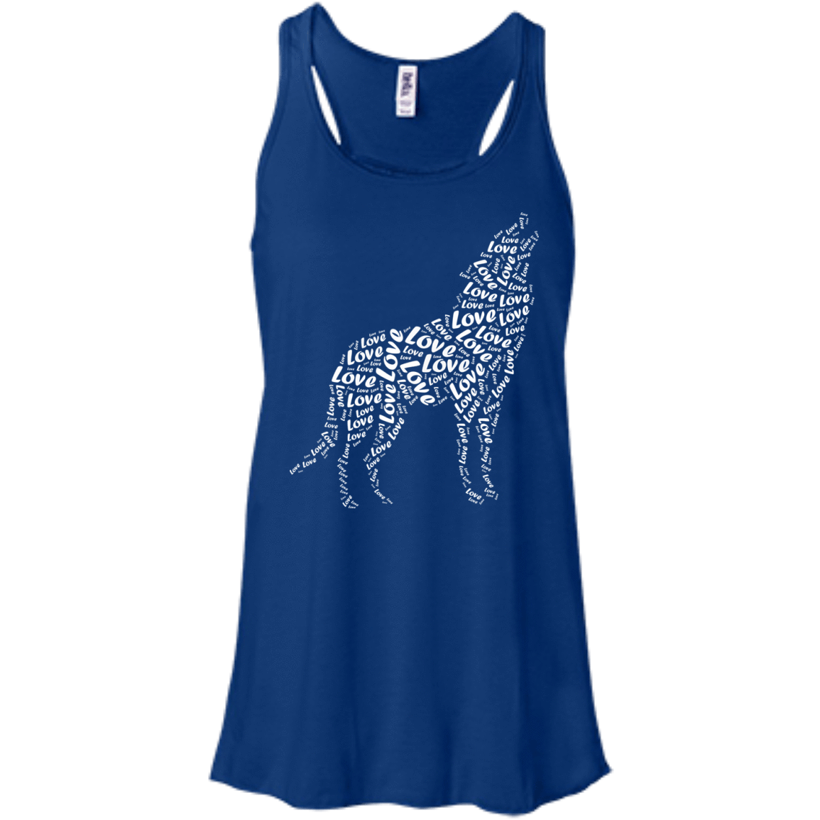 I Love Wolf-T-Shirt & Hoodie-Women's Flowy Racerback Tank-True Royal