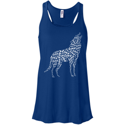 I Love Wolf-T-Shirt & Hoodie-Women's Flowy Racerback Tank-True Royal
