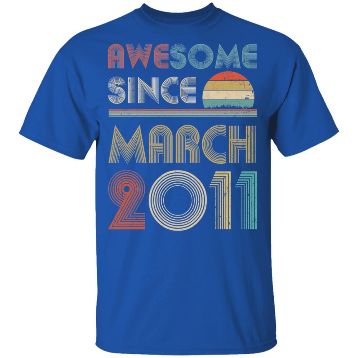 Awesome Since March 2011 Vintage 10th Birthday Gifts Youth-Youth Shirt-Youth T-Shirt-Royal