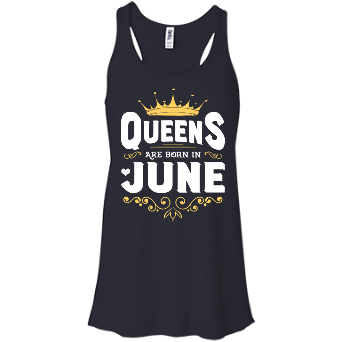 Queens Are Born In June-T-Shirt & Hoodie-Women's Flowy Racerback Tank-Midnight