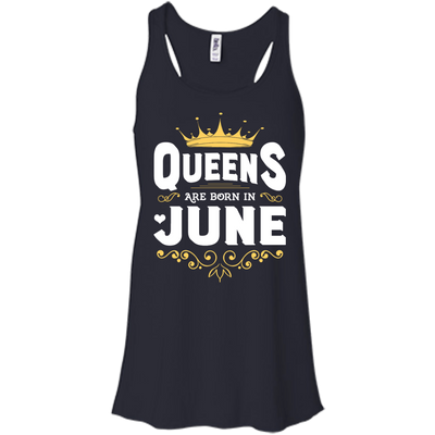 Queens Are Born In June-T-Shirt & Hoodie-Women's Flowy Racerback Tank-Midnight