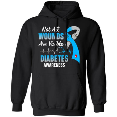 Diabetes Awareness Not All Wounds Are Visible-T-Shirt & Hoodie-Pullover Hoodie-Black