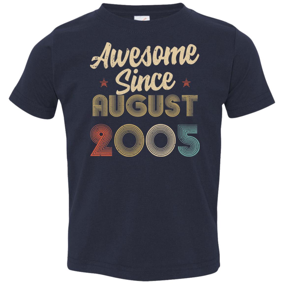 Awesome Since August 2005 Vintage 16th Birthday Gifts Youth-Youth Shirt-Toddler T-Shirt-Navy
