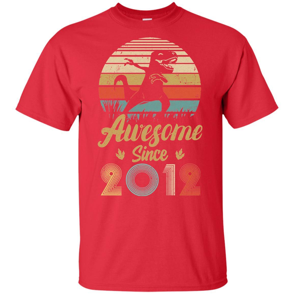 Awesome Since 2012 9th Years Old Dinosaur Birthday Gift Youth-Youth Shirt-Youth T-Shirt-Red