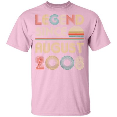 Legend Since August 2008 Vintage 13th Birthday Gifts Youth-Youth Shirt-Youth T-Shirt-Light Pink