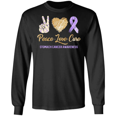 Peace Love Cure Stomach Cancer Awareness-T-Shirt & Hoodie-Long Sleeve T-Shirt-Black