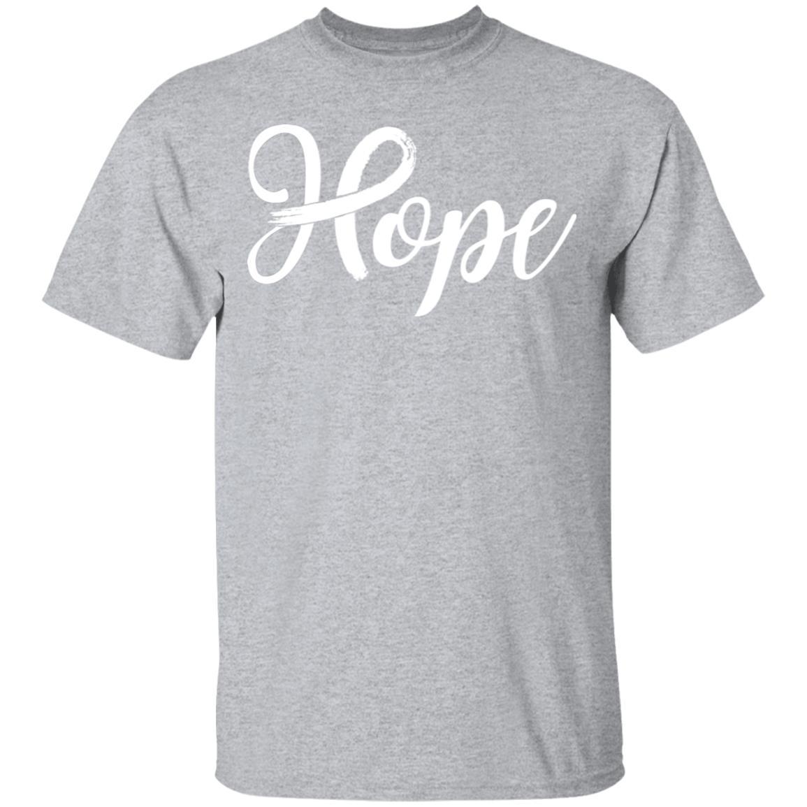 Lung Cancer Awareness White Ribbon Hope-T-Shirt & Hoodie-Classic T-Shirt-Sport Grey