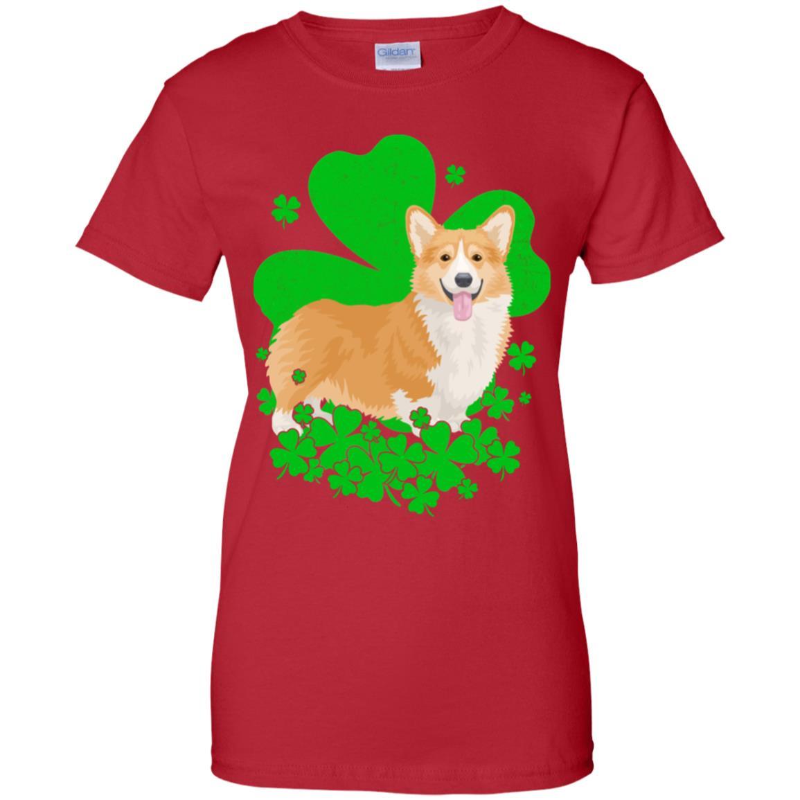 Corgi St. Patrick's Day Clovers-T-Shirt & Hoodie-Women's T-Shirt-Red