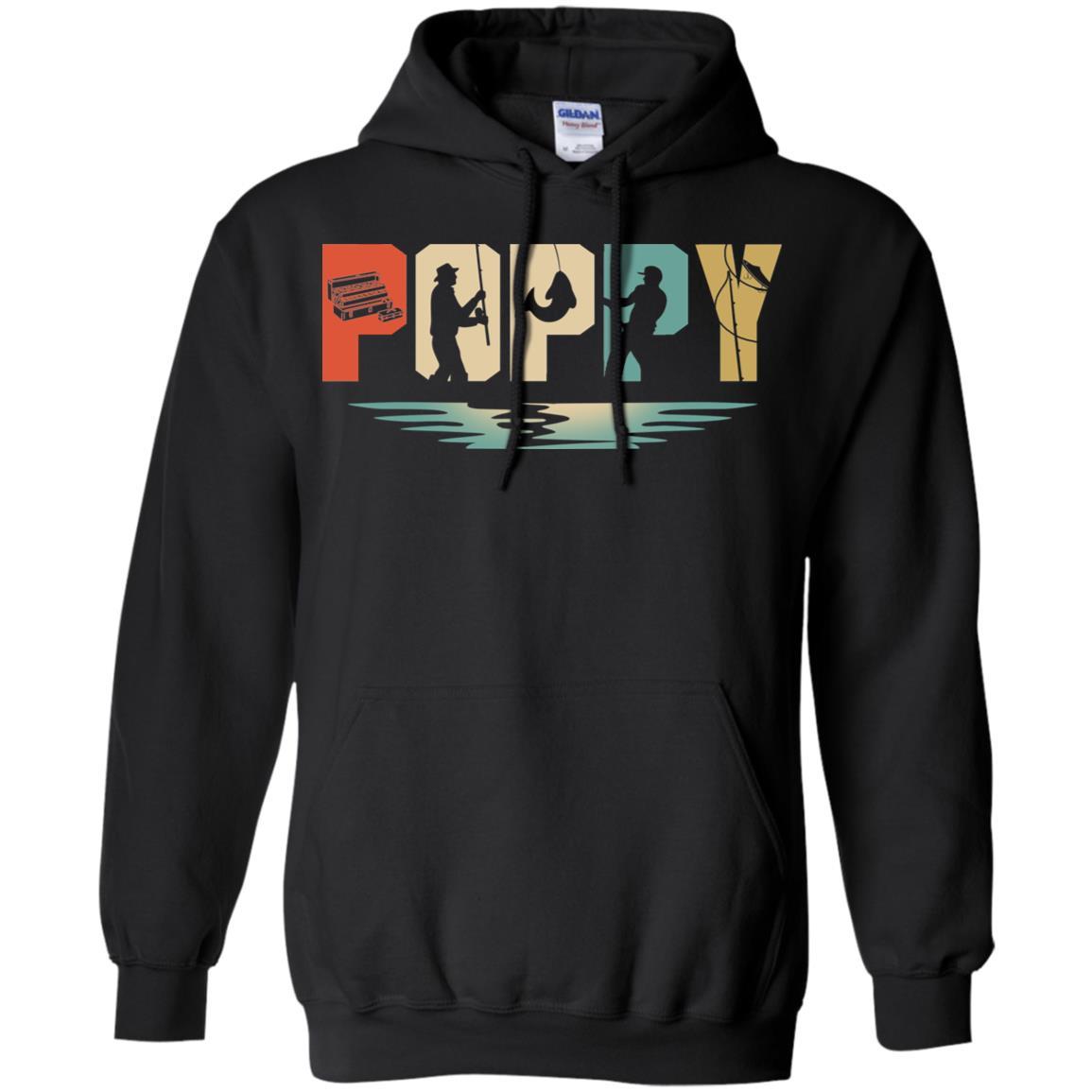 Vintage Fishing Poppy Father's Day Gift-T-Shirt & Hoodie-Pullover Hoodie-Black