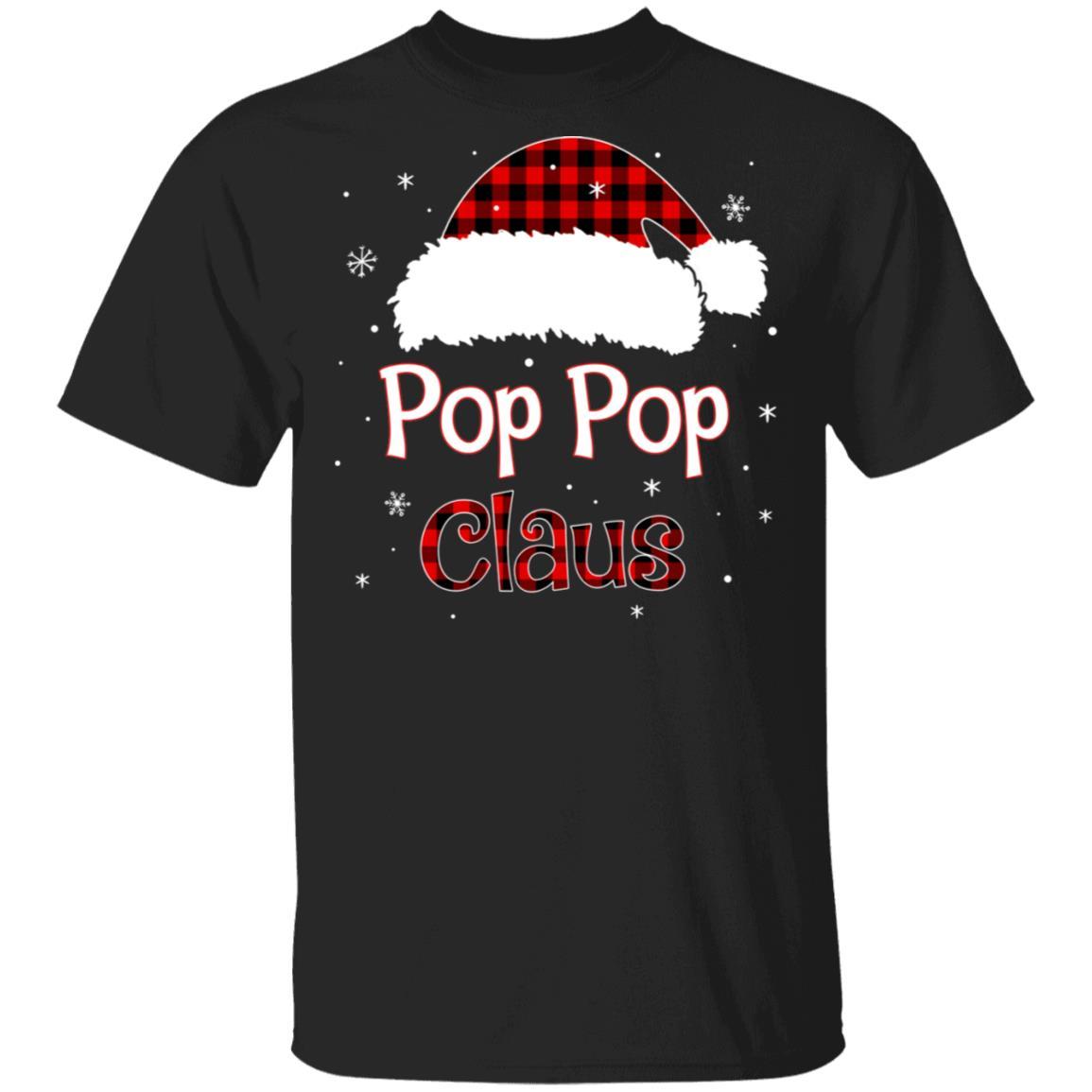 Santa Pop Pop Claus Red Plaid Family Pajamas Christmas Gift-T-Shirt & Sweatshirt-Classic T-Shirt-Black