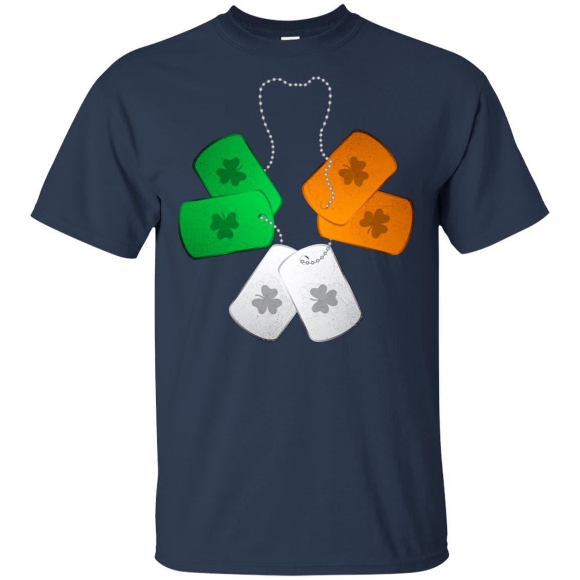 Shamrock Dogtag Soldier Army St Patrick's Day-T-Shirt & Hoodie-Classic T-Shirt-Navy