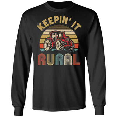 Keepin' It Rural Vintage Farming Tractor Farmer-T-Shirt & Hoodie-Long Sleeve T-Shirt-Black