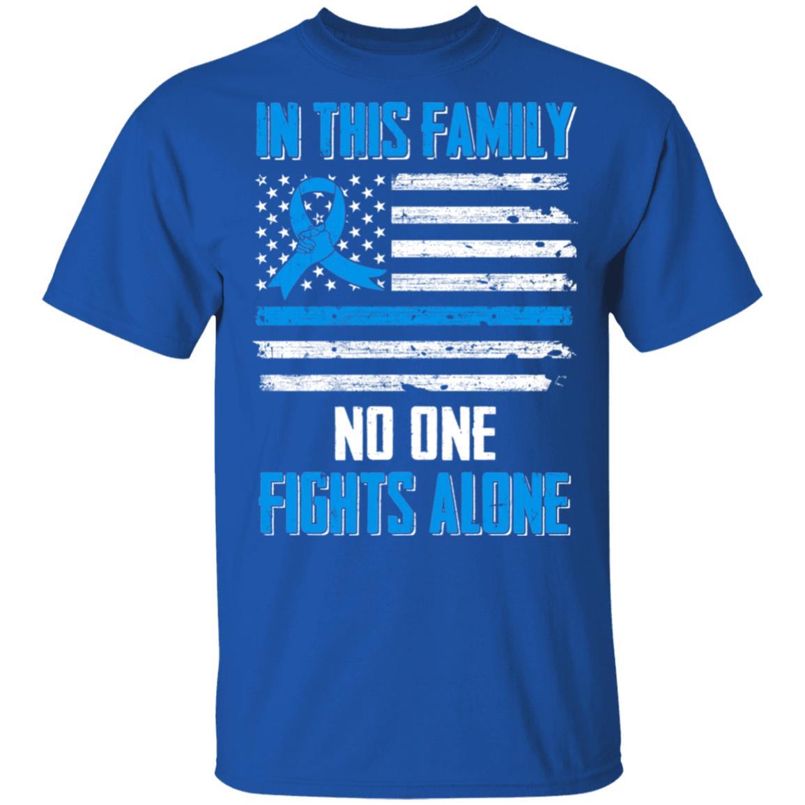 In This Family No One Fights Colon Cancer Alone Youth-Youth Shirt-Youth T-Shirt-Royal