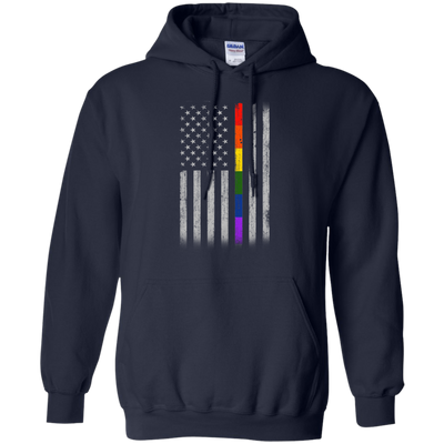 Rainbow Lesbian Gay Pride LGBT America Flag-T-Shirt & Hoodie-Pullover Hoodie-Navy
