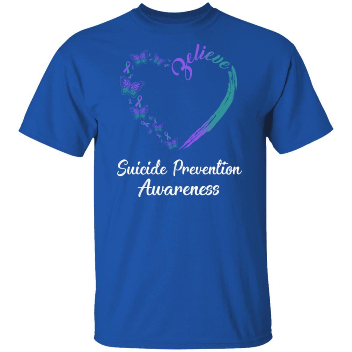 Butterfly Believe Suicide Prevention Awareness Ribbon Gifts-T-Shirt & Hoodie-Classic T-Shirt-Royal