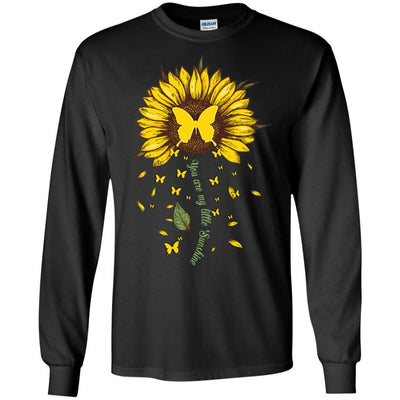 You Are My Little Sunshine Sunflower Butterfly-T-Shirt & Hoodie-Long Sleeve T-Shirt-Black
