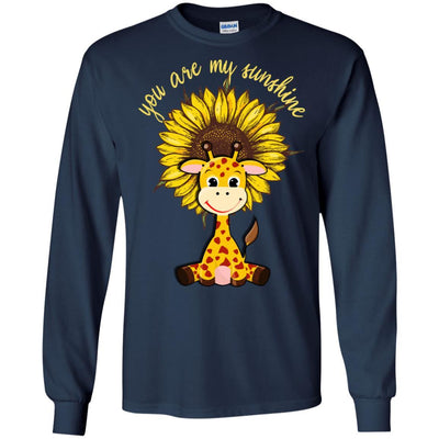 You Are My Little Sunshine Sunflower Giraffe-T-Shirt & Hoodie-Long Sleeve T-Shirt-Navy