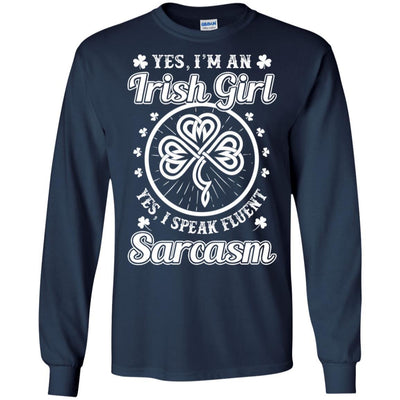 Funny I'm An Irish Girl St Patrick's Day-T-Shirt & Hoodie-Long Sleeve T-Shirt-Navy
