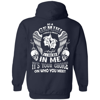 As A Gemini I Hold A Beast An Angel A Madman In Me-T-Shirt & Hoodie-Pullover Hoodie-Navy
