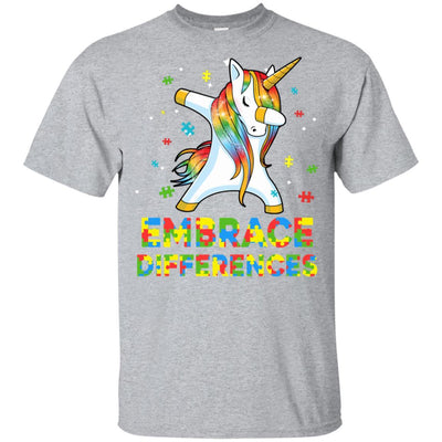 Dabbing Unicorn Autism Awareness Embrace Differences Youth-Youth Shirt-Youth T-Shirt-Sport Grey