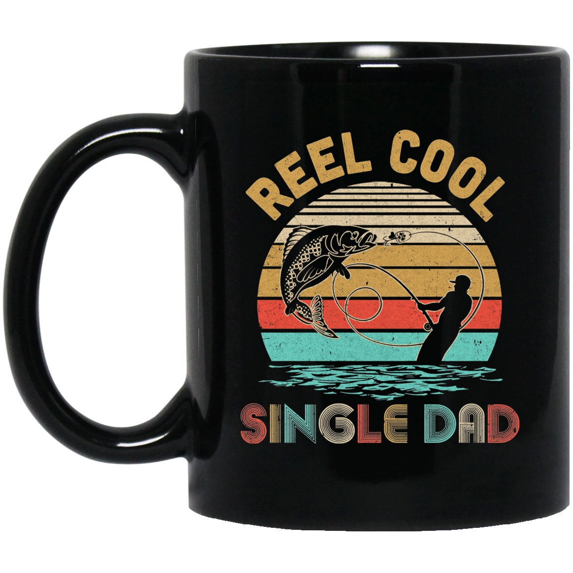 Vintage Reel Cool Single Dad Fish Fishing Father's Day Gift Mug