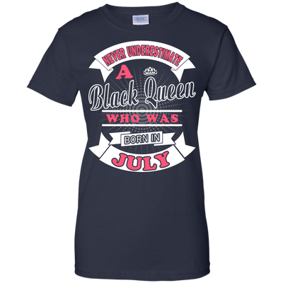 Never Underestimate A Black Queen Who Was Born In July-T-Shirt & Hoodie-Women's T-Shirt-Navy