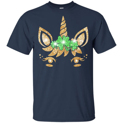 Unicorn Face Saint Patrick's Day For Girls Youth-Youth Shirt-Youth T-Shirt-Navy