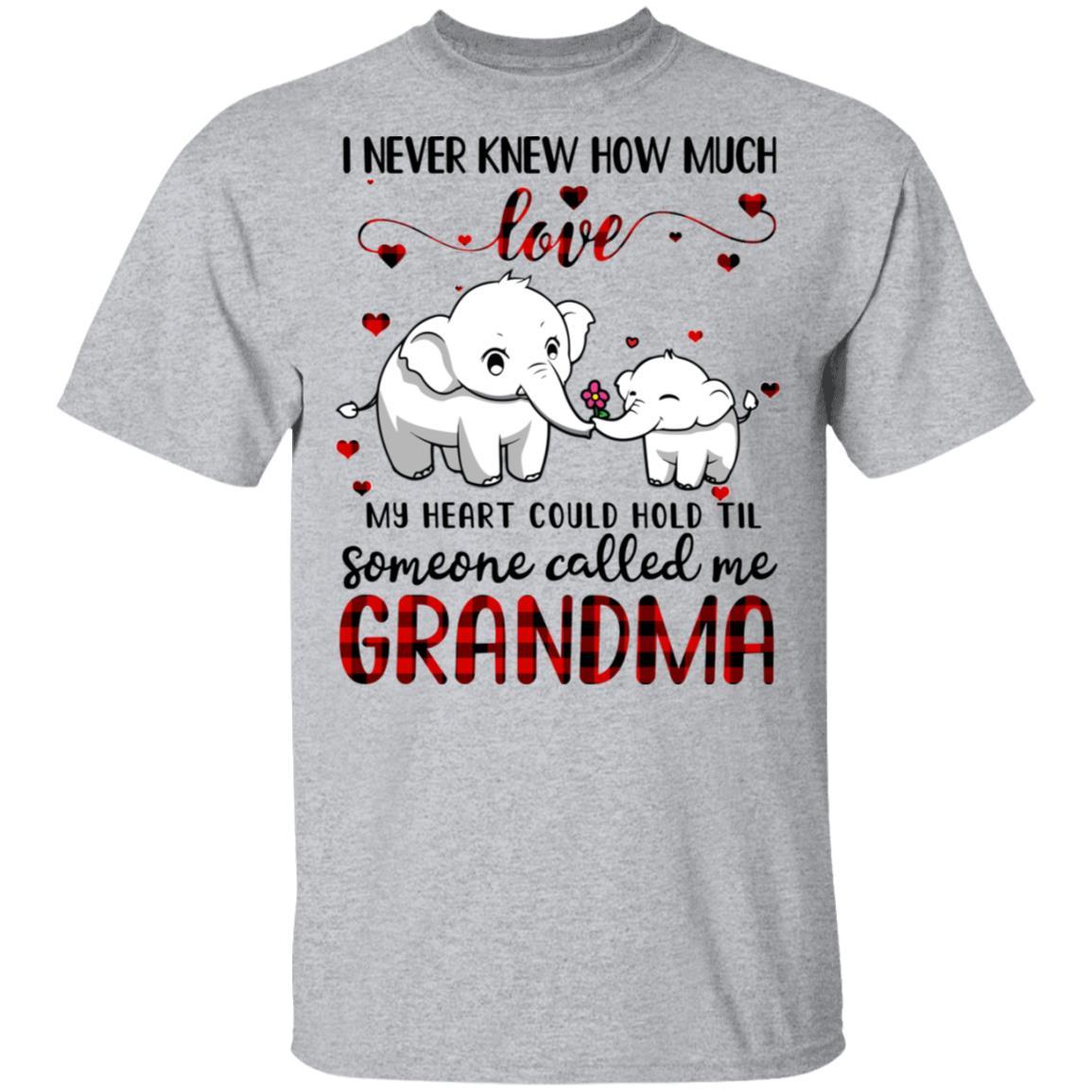 Someone Called Me Grandma Elephant Red Plaid Mother's Day-T-Shirt & Hoodie-Classic T-Shirt-Sport Grey