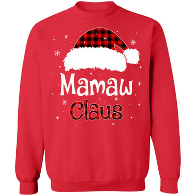 Santa Mamaw Claus Red Plaid Family Pajamas Christmas Gift-T-Shirt & Sweatshirt-Crewneck Sweatshirt-Red