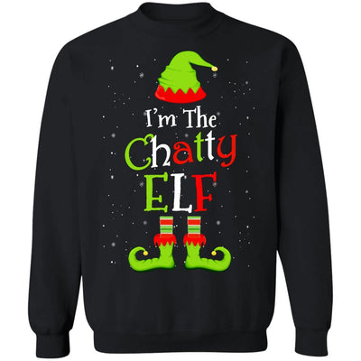 I'm The Chatty Elf Family Matching Funny Christmas Group Gift-T-Shirt & Sweatshirt-Crewneck Sweatshirt-Black