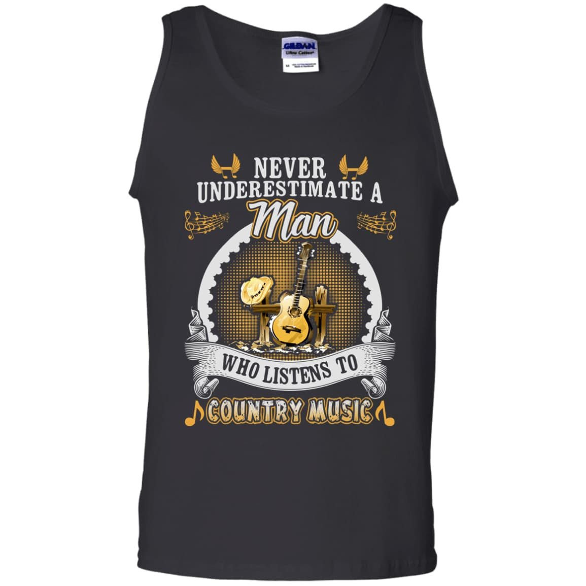 A Man Listen To Country Music-T-Shirt & Hoodie-Unisex Tank-Black