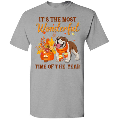 Bulldog Autumn It's The Most Wonderful Time Of The Year-T-Shirt & Hoodie-Classic T-Shirt-Sport Grey