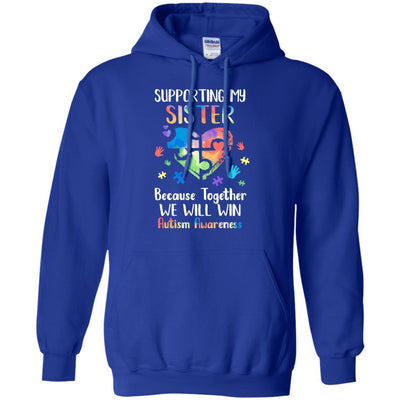 Supporting My Sister Puzzle Autism Awareness Month-T-Shirt & Hoodie-Pullover Hoodie-Royal