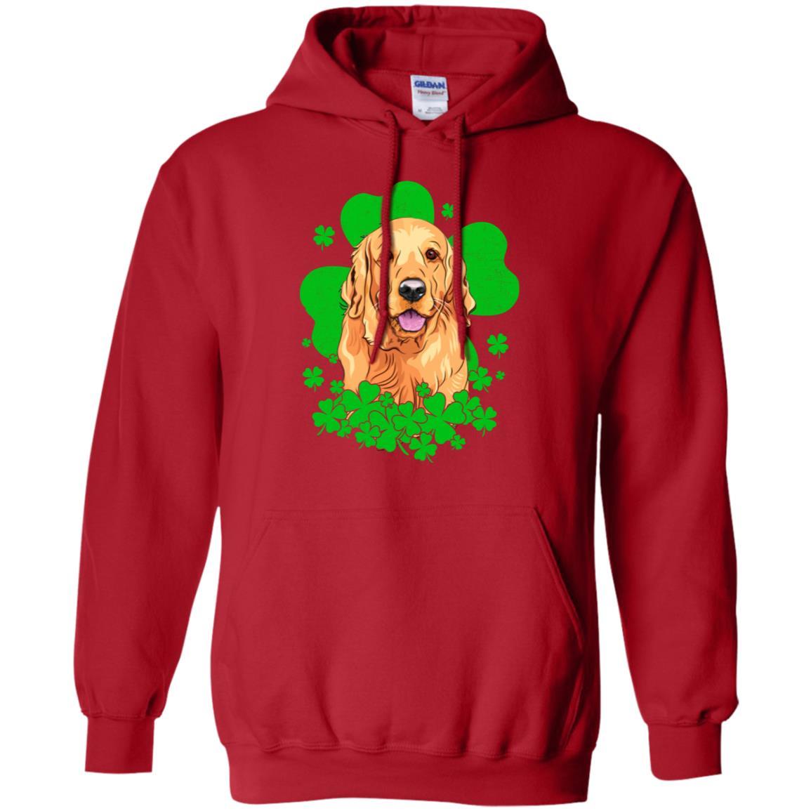 Golden Retriever St. Patrick's Day Clovers-T-Shirt & Hoodie-Pullover Hoodie-Red