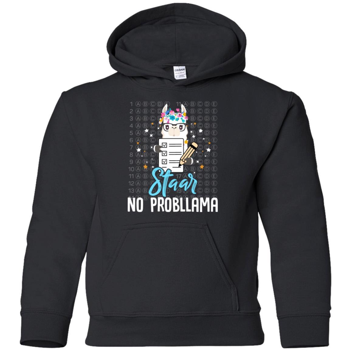 STAAR Test Day Llama For Students Teacher Youth-Youth Shirt-Youth Pullover Hoodie-Black
