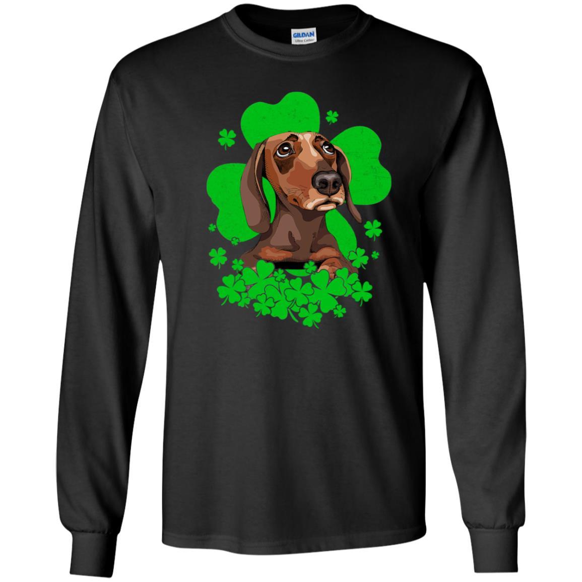 Dachshund St. Patrick's Day Clovers-T-Shirt & Hoodie-Long Sleeve T-Shirt-Black