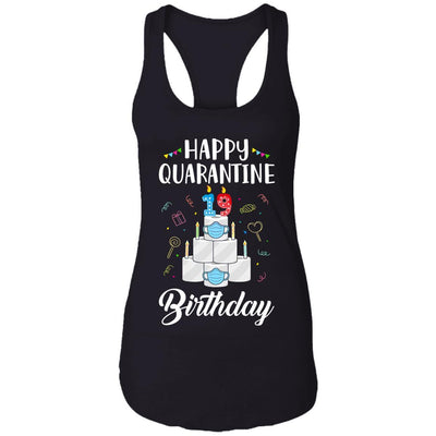 19th Birthday Gift Idea 2002 Happy Quarantine Birthday-T-Shirt & Tank Top-Women's Ideal Racerback Tank-Black