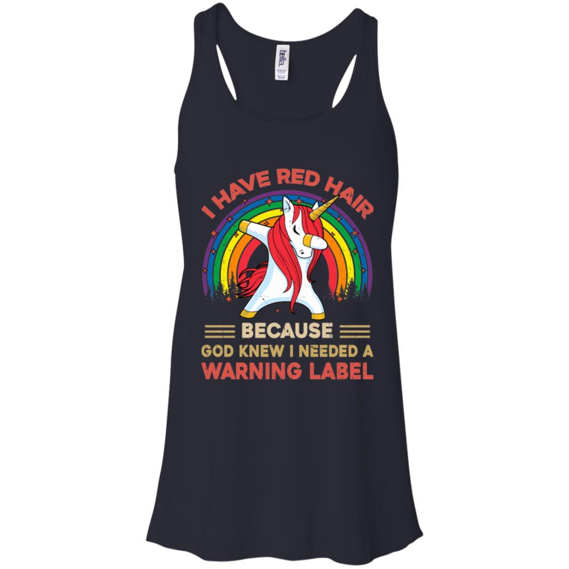 I Have Red Hair Because God Knew Funny Unicorn Redhead-T-Shirt & Tank Top-Women's Flowy Racerback Tank-Midnight