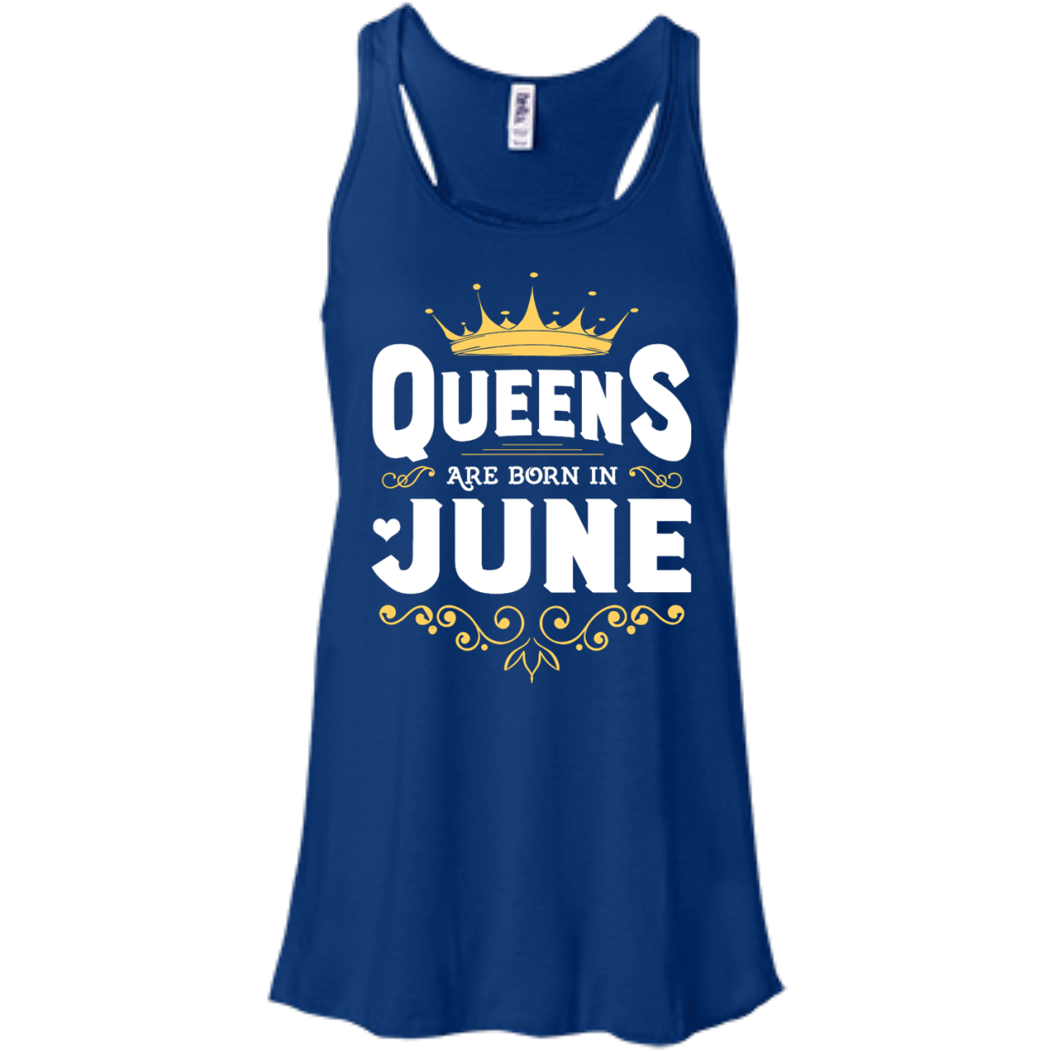 Queens Are Born In June-T-Shirt & Hoodie-Women's Flowy Racerback Tank-True Royal