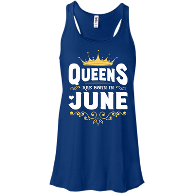 Queens Are Born In June-T-Shirt & Hoodie-Women's Flowy Racerback Tank-True Royal