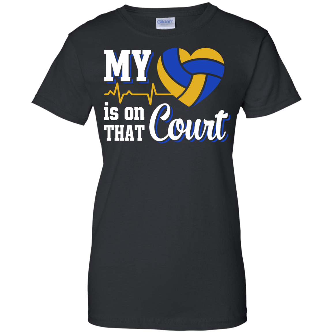 My Heart Is On That Court Volleyball T Shirt-T-Shirt & Hoodie-Women's T-Shirt-Black