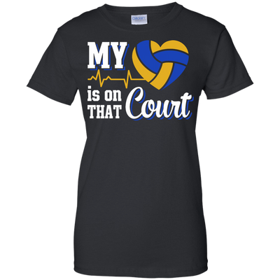 My Heart Is On That Court Volleyball T Shirt-T-Shirt & Hoodie-Women's T-Shirt-Black