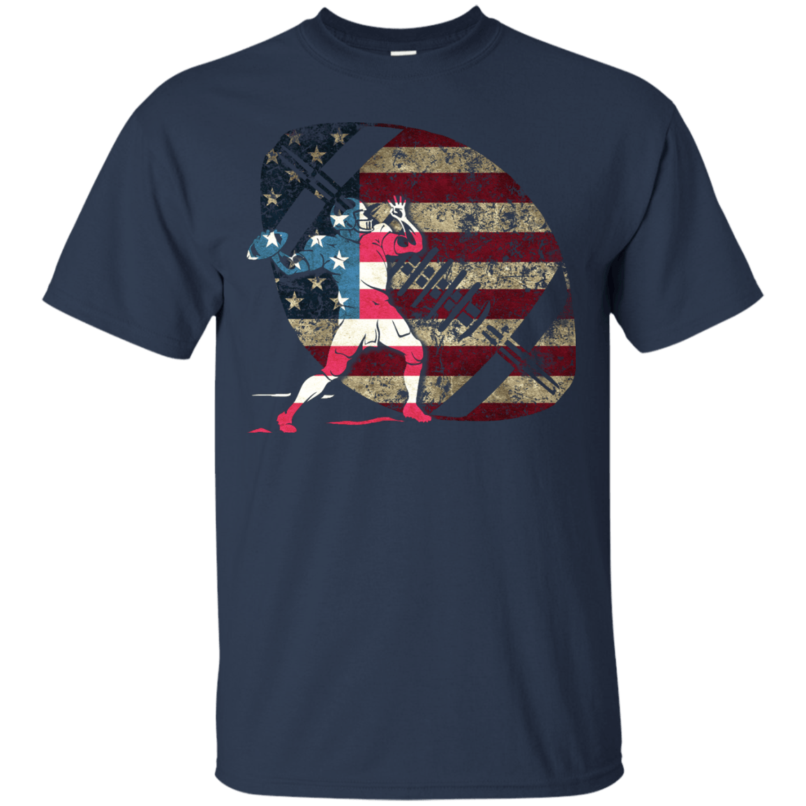 Quarterback Football America Flag-T-Shirt & Hoodie-Classic T-Shirt-Navy